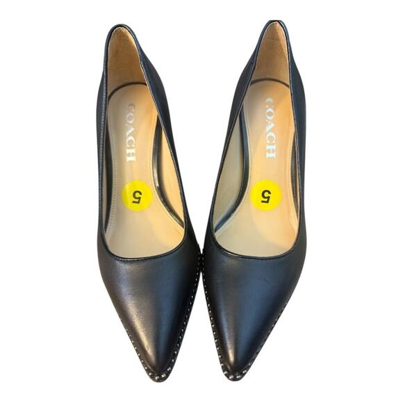 Coach Vonna Studded Black Leather Heel Women size 5 EUC - Picture 4 of 7